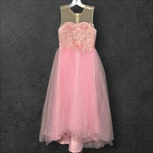 Suzhou Pink Floral Embroidered Tulle Dress Girls Size 8 Princess Flower Girl